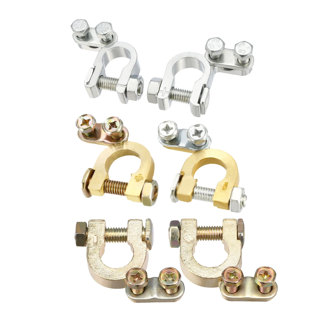 

uxcell 1-2 Pairs Top Post Battery Terminal Positive Negative Clamps Set Titanium Brass/Alloy for Ship Boat Truck Car Vehicle