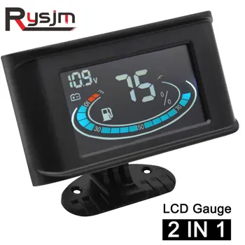 

2 in 1 Universal Digital LCD Screen voltmeter Fuel Gauge 12v24v panel instrumentation voltage volt meter for auto motorcycle car