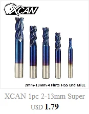 XCAN 1 шт. 2-13 мм супер синий нано покрытием HSS концевые фрезы с прямым хвостовиком Фрезы ЧПУ фрезы 4 флейты концевые фрезы