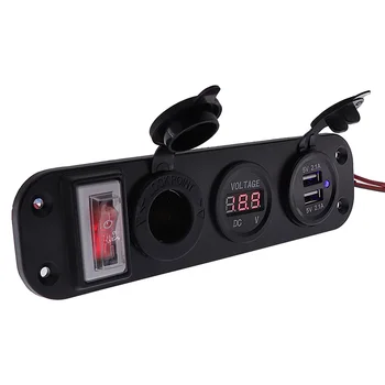

Suitable For Boats Yachts Cars And Trucks 3-Hole Marine Toggle Switch Panel With Digital Voltmeter Dual USB Charging Ports