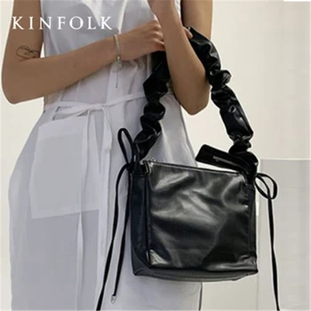 

New 2019 autumn/winter small design soft leather large capacity pleated shoulder strap bag female big bag slung bucket women bag