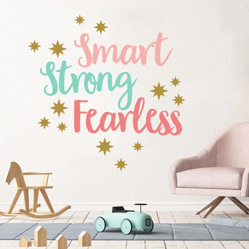 "Smart Strong Fearless" Inspirational Wall Decals For Girls Room - Waterproof Vinyl Stickers - View #6