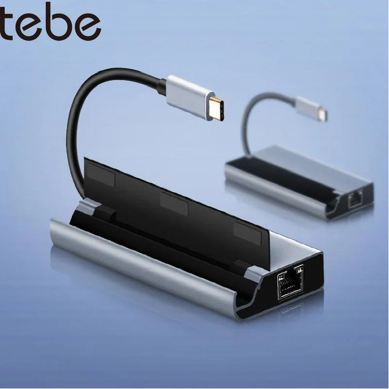 USB концентратор tebe Type C HDMI 4K PD TF/SD кардридер слот Rj45 USB3.0 7 в 1 адаптер док станция для