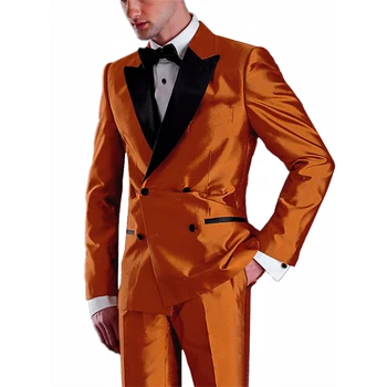

[XZ18] Stylish Young Men Double Breasted Banquet Dress Wedding Peak Lapel Groom Tuxedo Party Dinner Suit 2pc Set (Blazer+Pants)