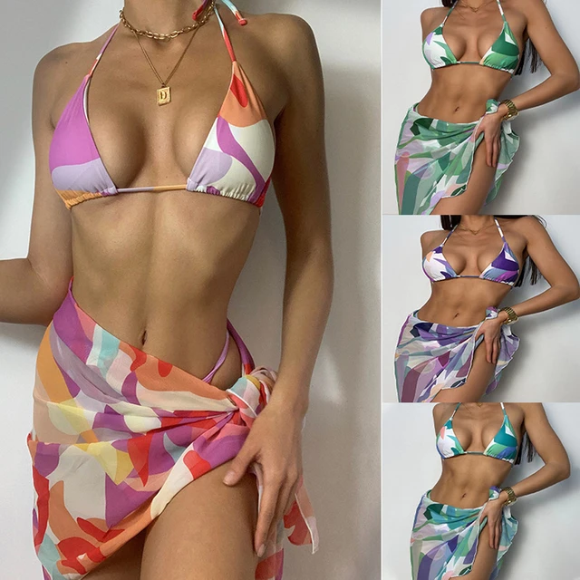 Bikini Set Swimsuit Triangle Swimwear Bathing Suit  Color Block Triangle  Bikini - Bikinis Set - Aliexpress