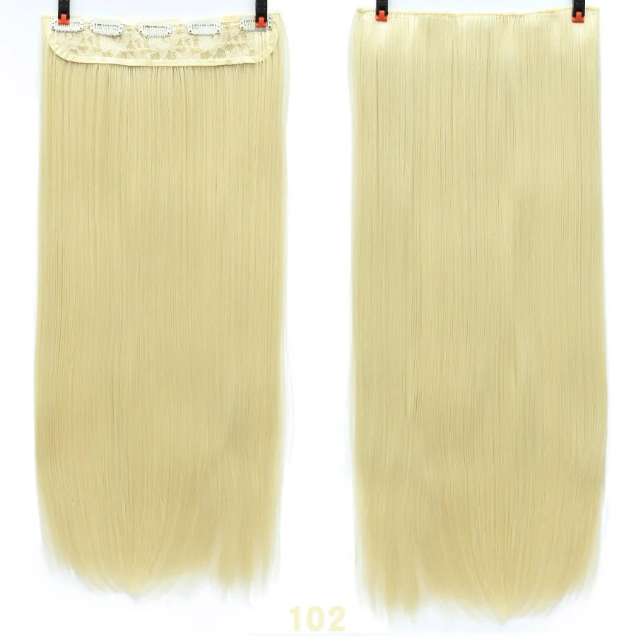 AIYEE длинные прямые волосы на заколках 24 дюйма, накладные волосы черного и коричневого цвета, высокая температура, синтетические волосы на заколках, Exten - Цвет: A900-102