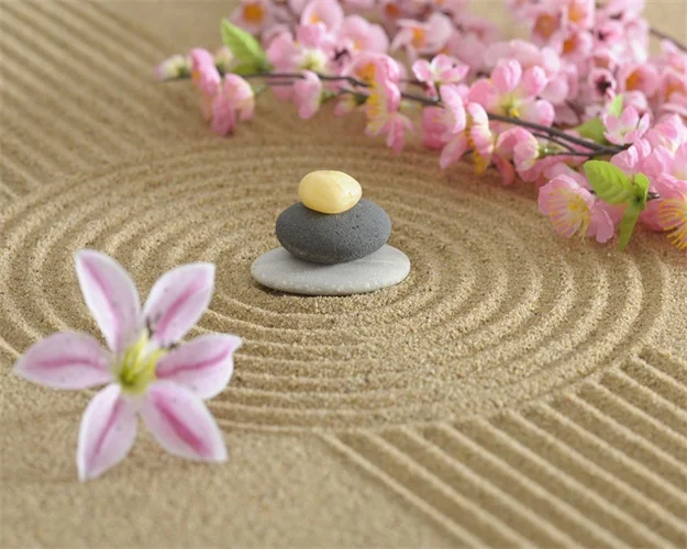 Canvas Art Painting Flowers and stacked stones on fine sand Art Poster Picture Wall Decor Home Decoration For Living room Canvas Art Painting Flowers and stacked stones on fine sand Art Poster Picture Wall Decor Home Decoration For Living room