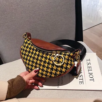 

Women Waist Bag Wool PU Leather Fanny Pack Wide Belt Bags High Quality Shoulder Messenger Fashion Chest Crossbody Bag Pouch