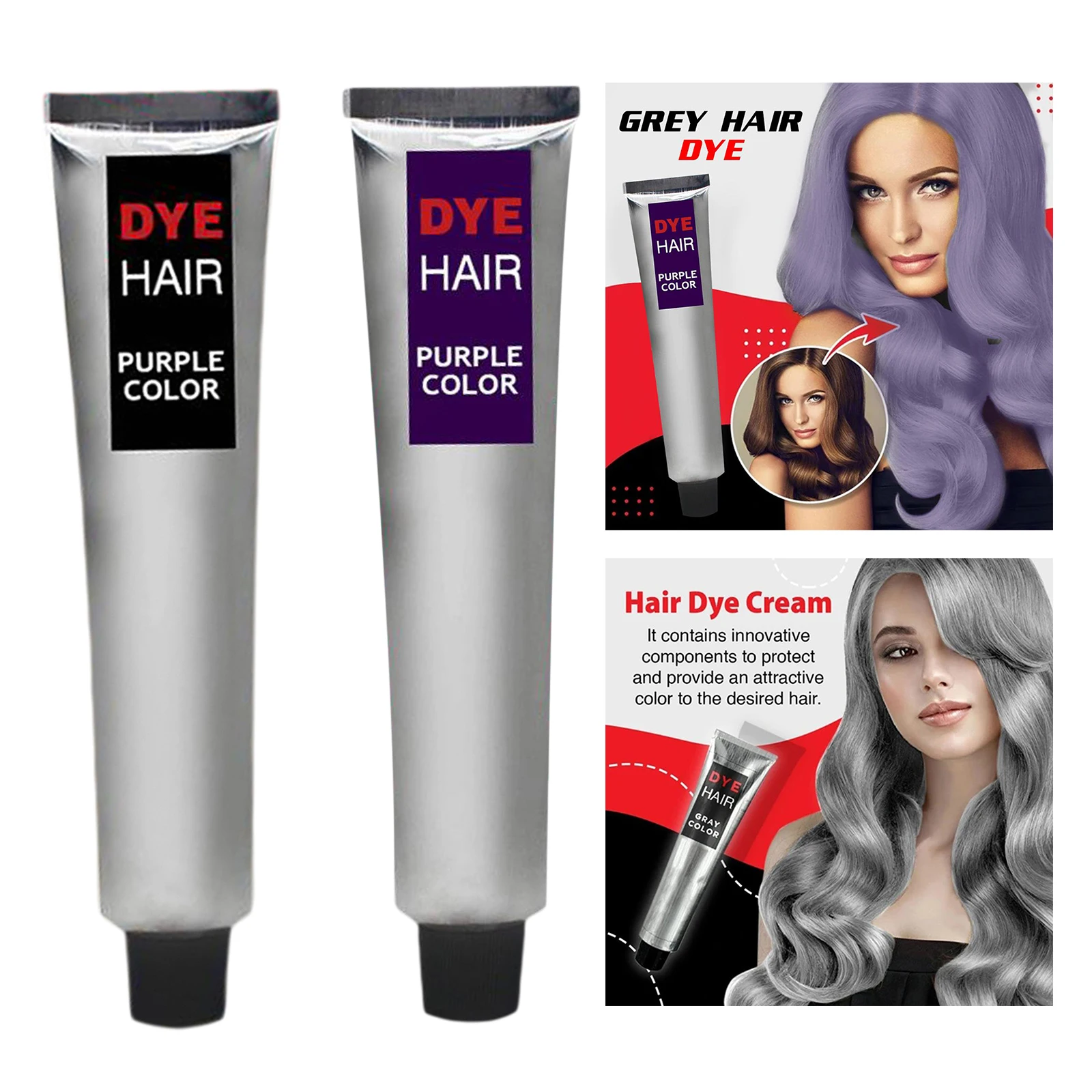 Unisex Gray Hair Dye Cream , DIY Fashion Permanent Light Gray Silver Color Super Hair Dye Cream 100ml