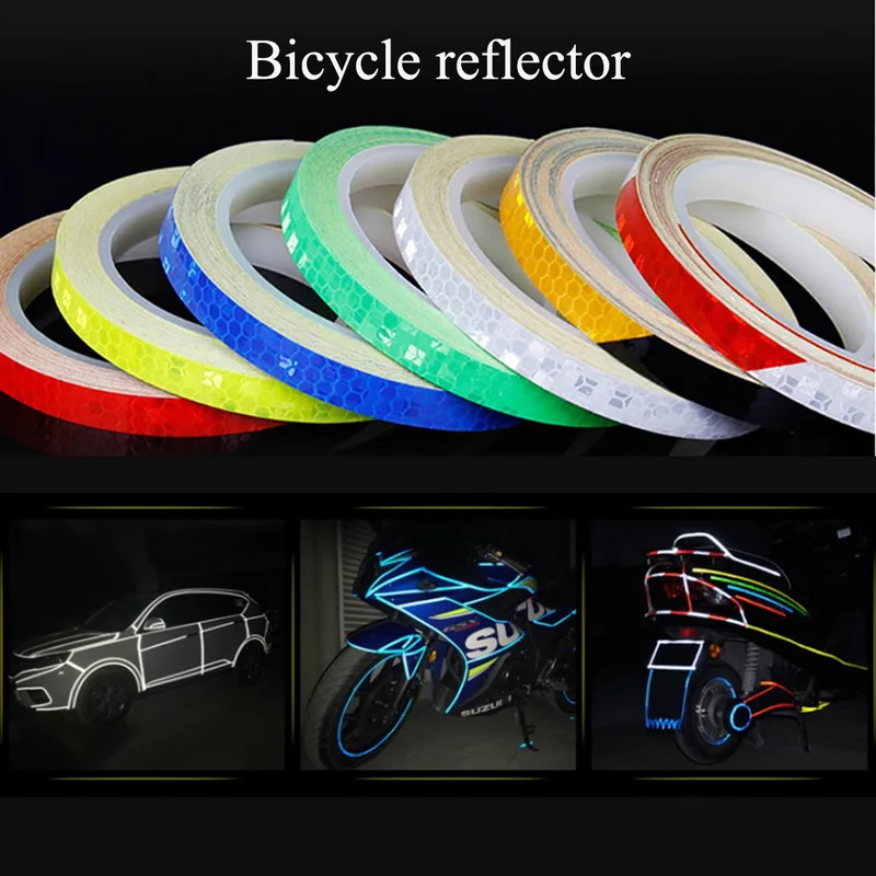 Cinta reflectante de 8M para bicicleta, adhesivo fluorescente para ciclismo de montaña, accesorios para bicicleta, coche y motocicleta, decoración para Reflector de carretera