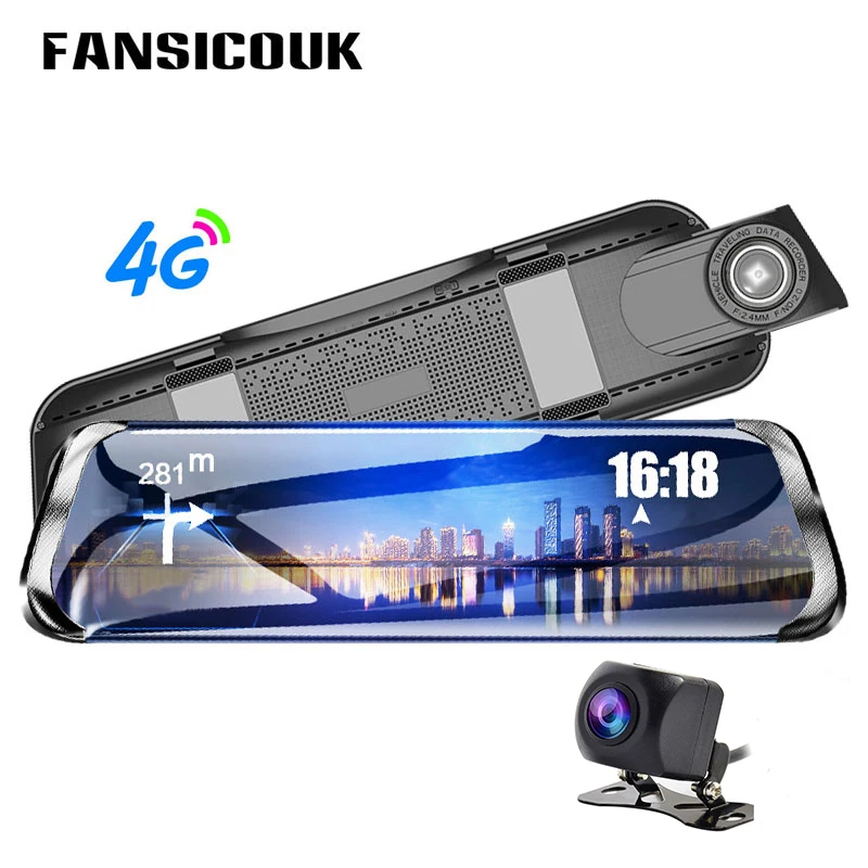Зеркало заднего вида Fansicouk 10 дюймов Android 4G FHD 1080P ADAS GPS двойная камера