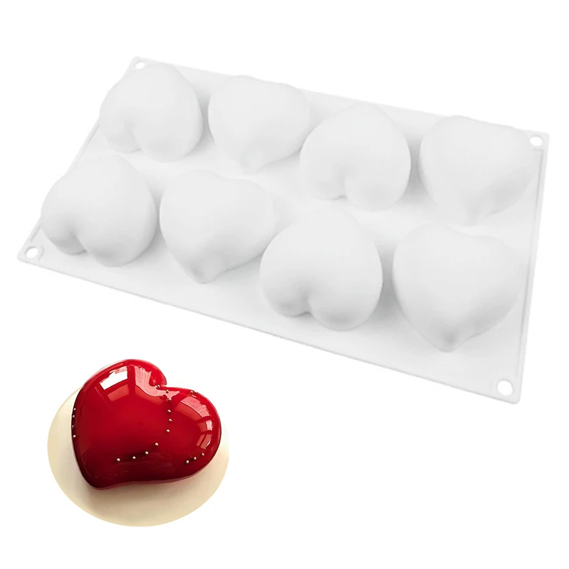 

3D love Heart Shaped Silicone Mold 8 Holes Pudding Cupcake Art Cake Mould Baking Pastry Mousse Chocolate Mold Cake Tools