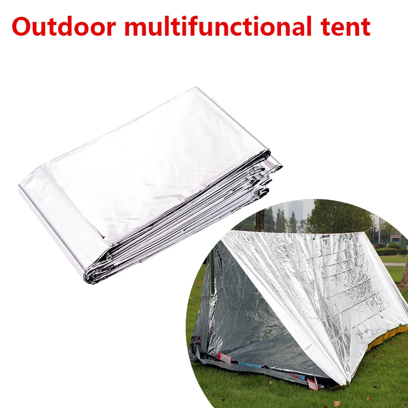 

Multifunctional Tent Camping Tent Silver PET Aluminum Film Reflective Shelter Rainproof Emergency Tent Durable Survival