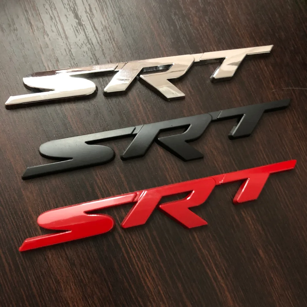 1X New Black Red Chrome SRT 3D metal car logo side emblem sticker rear Trunk badge Decals styling | Автомобили и мотоциклы