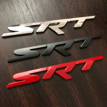 

50X New Black Red Chrome SRT 3D metal car logo side emblem sticker rear Trunk badge Decals styling