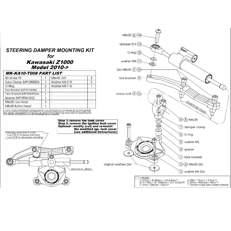 Motorbike CNC Damper Steering StabilizerLinear Reversed Safety Damper+Bracket  (18)