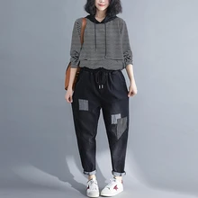 Женские повседневные джинсы, Осень-зима, свободные, размера плюс, джинсовые шаровары, черные, из кусков, женские джинсы, бренд Desigual Patanlones Mujer