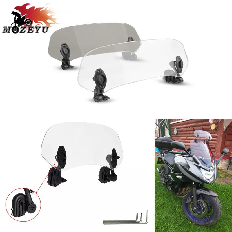 

Adjustable Motorcycle Windshield Extension Windscreen Spoiler Wind Deflector Transparent Glass For Yamaha FJR1300 FZ6R FZ8