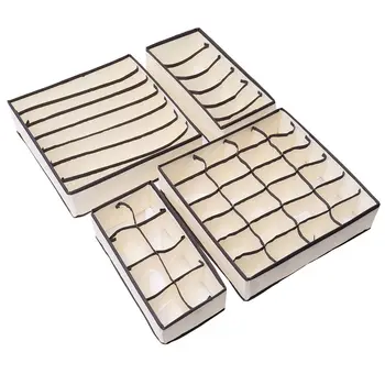 

4 Pcs/Set Home Foldable Underwear Organizer Tie Socks Bra Storage Boxes Dividers Case Container Wardrobe Closet Organizer Drawer