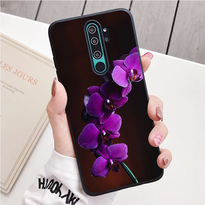 xiaomi leather case custom Phong Lan Hoa Nhiều Màu Sắc Đen Dẻo Silicone Ốp Lưng Điện Thoại Redmi Note 9 8 7 Pro S 8T 7A Bao xiaomi leather case custom