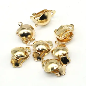 

30pcs Rhodium Earring Silver color Clip On Earring Flat Pad Making Accessories Findings With Loop Clasp semicircle Base For Diy