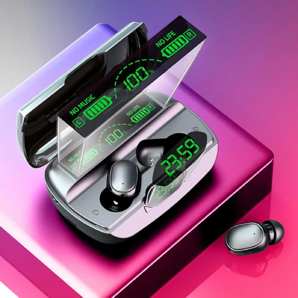 Intelligent Bluetooth Earphone 9D Stereo LED LIght 2200mAh Charging Box Digital Dispaly In-ear V5.1 TWS Wireless Earbud for Spor |