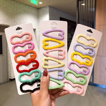 

Candy color paint triangle peach heart hair clip simple and cute glossy triangle love bangs clip a word clip hair accessories