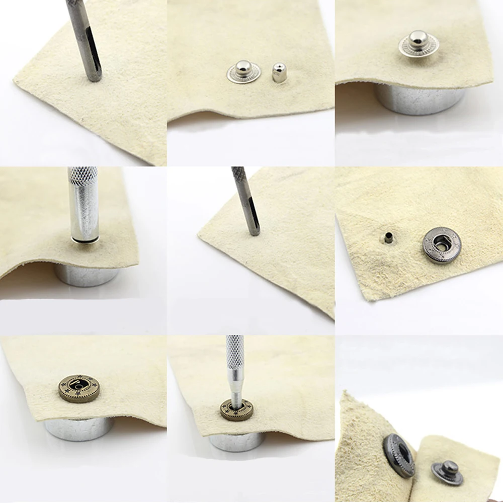 Snap Rivet Fastener Buttons Installation Tool Kit DIY Leather Crafts Hand Punch Tool Set 12pcs/set DIY Material Accessories Leather Tools Leather Craft Tool Kit Leather Craft Tools Leather Craft Tool Snap Buttons Tools