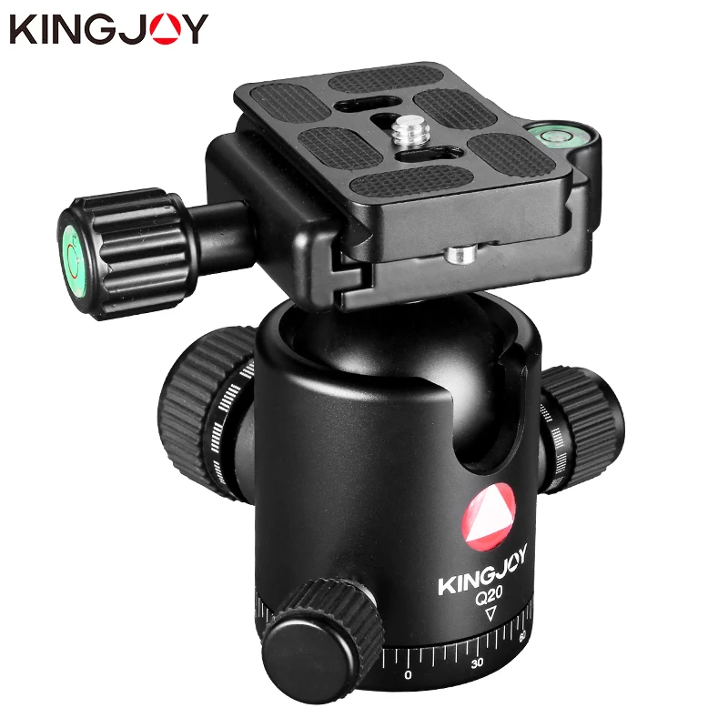 

KINGJOY Official Q20 Tripod Head Ball Head Rotating Panoramic BallHead with plate 1/4" to 3/8" Screw for Monopod DSLR Camera