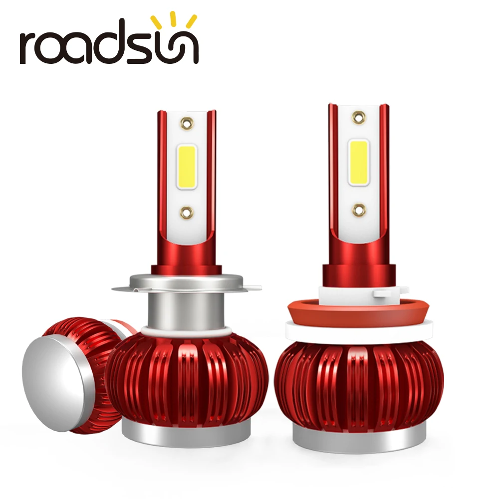Roadsun H4 светодиодный H7 H1 Автомобильная фара 9005 9006 H11 6000K K1 автомобильные лампы для