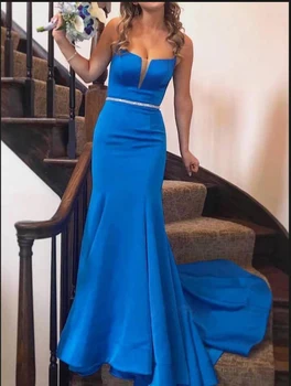 

Royal Blue Mermaid Bridesmaid Dresses Backless Floor Length Maid Of Honor Dress Long Prom Gown for Wedding Party