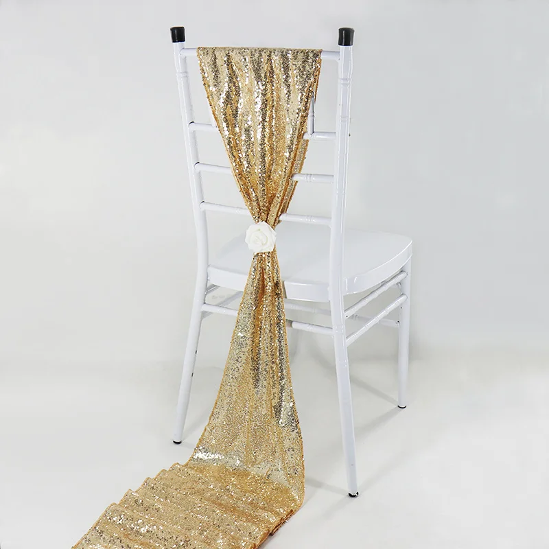 1pcs 30x275cm Sequin Table Runner Sparkly Wedding Party Decoration Party Event Bling Table Decoration Shiny Gold Color - Цвет: champagne