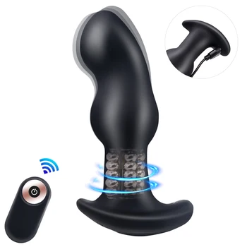 Vibration Anal Plug Vibro Rotation Beads Wireless Butt Plugs Prostate Massage Silicone Vibrator For Anus Vibrating Sex Toys 2