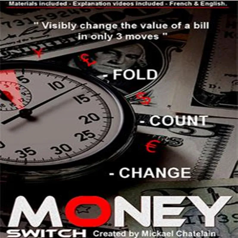 

Money Switch by Mickael Chatelain (Gimmick+online instruct) Street Magic Props Illusions Close up Magic Fun Magician Magia Toys