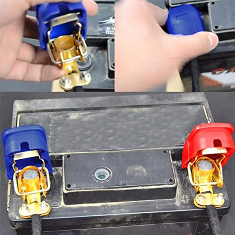 Battery Terminals Auto Car Battery Terminal Connector Battery 1 Pair Quick Release Terminals Clamps Cap Clips Copper Car Truck Caravan