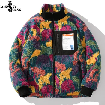 

Lindsey Seader 2020 Hip Hop Reversible Jacket Parka Colorful Camouflage Streetwear Men Harajuku Windbreaker Fleece Winter Coat