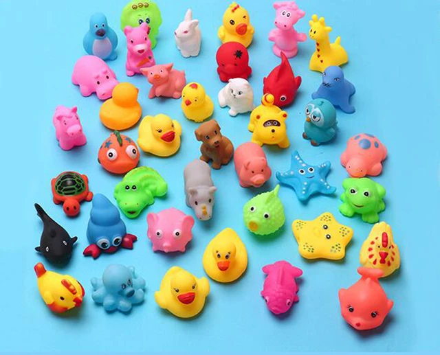 10Pcs/Set Cute Baby Bath Toys Wash Play Animals Soft Rubber Float Sqeeze Sound toys for baby GYH 3