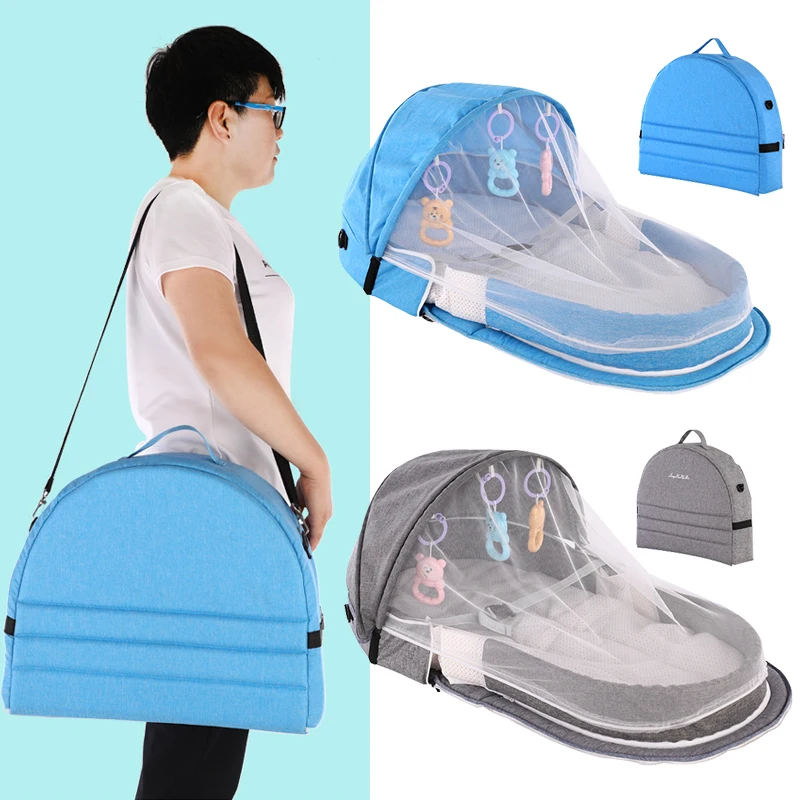 Портативная детская кроватка дорожная сетка от солнца с Bassinet складная дышащая