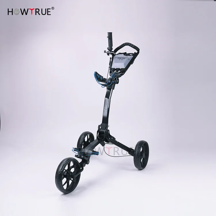 3 Wheel Golf Push Cart,Lightweight Foldable Golf Cart with Adjustable Push Handle and Scorecard, Swivel Foldable Trolley