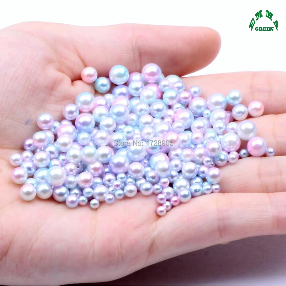 

Rainbow Pearls No hole pearls 3mm to 12mm Round mermaid Pearls ABS Pearl Beads without hole Loose Beads for Scrapbooking