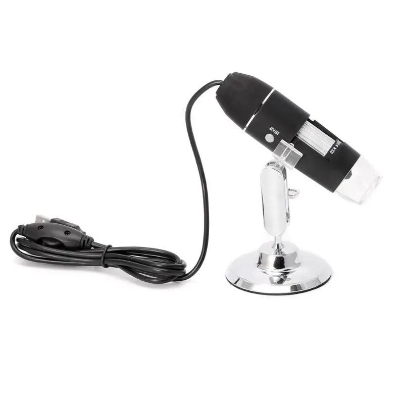 Tanie 1600X USB cyfrowy mikroskop z aparatem endoskop 8LED lupa z metalowy stojak 94PC