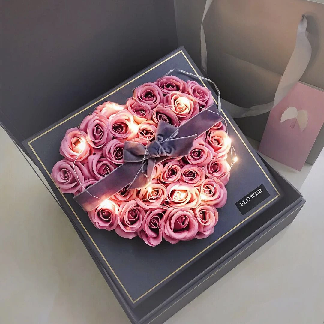 Simulation De Roses Artificielles Cadeau D Anniversaire Surprise Boite De Cadeau Haut De Gamme Cadeau De Noel Pour Amoureux Petite Amie Femme Aliexpress