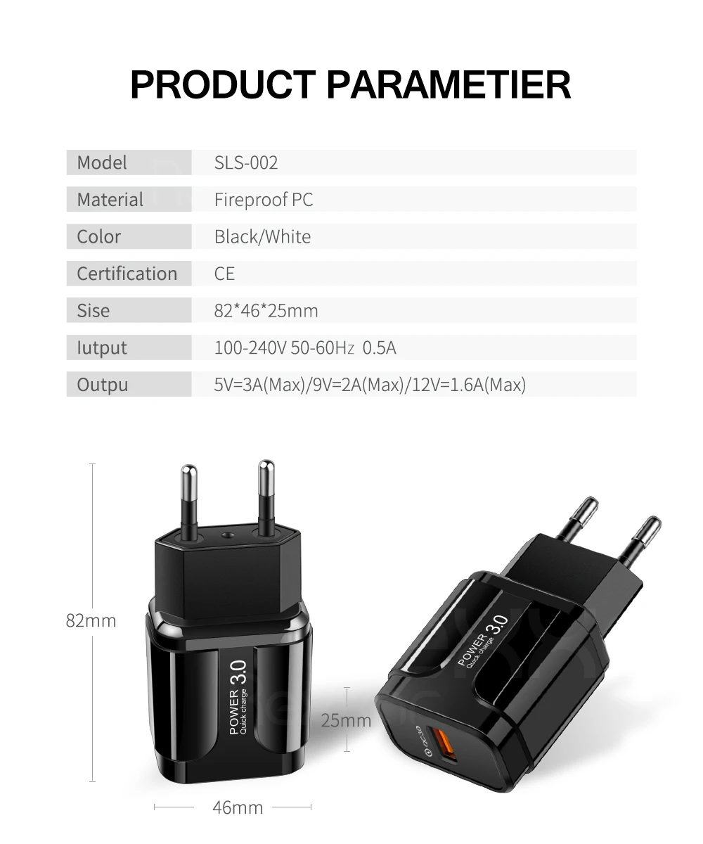 18 Вт Быстрая зарядка 3,0 USB зарядное устройство Быстрая Портативная зарядка мобильного телефона зарядное устройство для iPhone samsung Xiaomi huawei настенный адаптер QC3.0