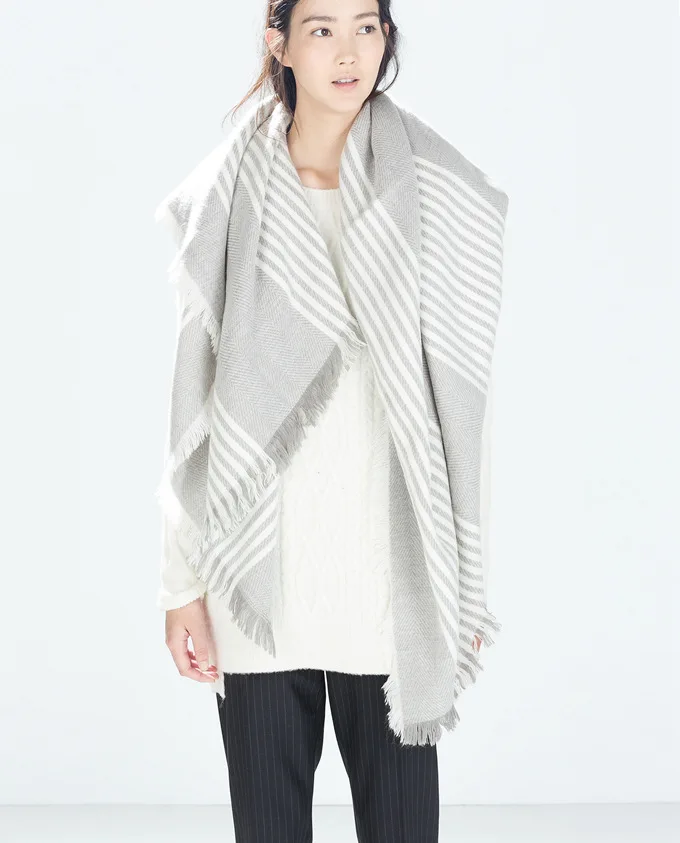 

New grey square scarf warm scarf in autumn and winter large scarf shawl