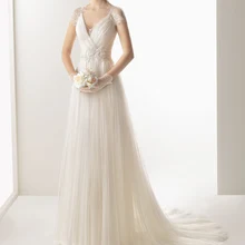 Новое простое пляжное кружевное платье невесты с рукавами-крылышками, разрез сбоку, белые/Свадебные платья цвета слоновой кости, платье большого размера