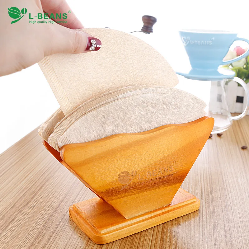 

L-BEANS-Style Coffee Wood Filter Paper Rack Put Filter Paper Shelf Hand Punch Coffee Filter Paper Rack