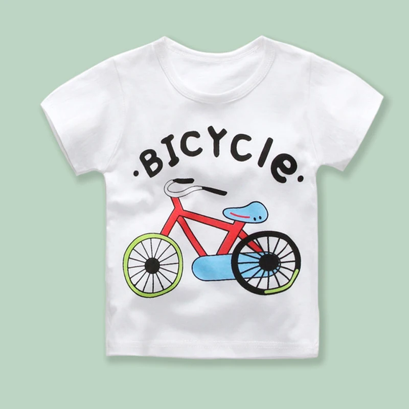 White Animal Print Casual T Shirt For Boys Girls Clothing Summer Cotton Short Sleeve Tee Shirts Baby Kids Tops Cartoon Tee (14)