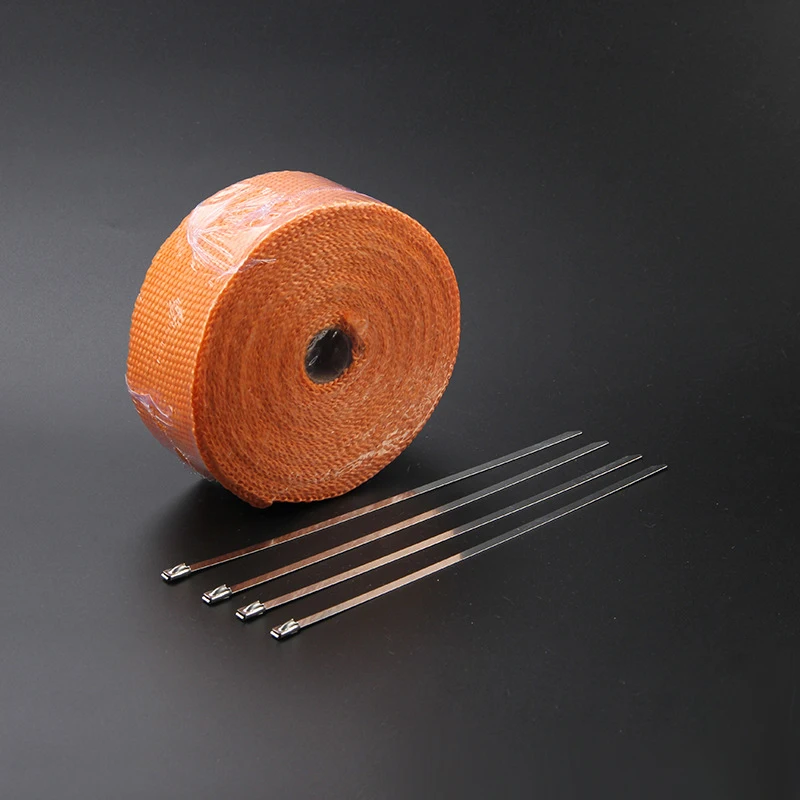 

Hot New 15M High Temperature Header Manifold Exhaust Wrap Fiberglass Roll Orange