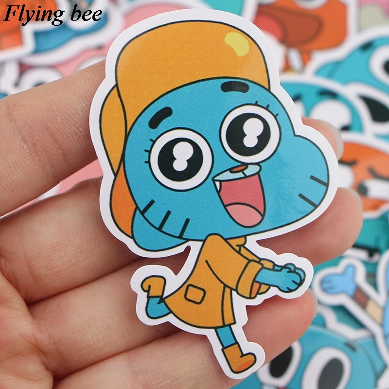 20sets/lot(39pcs/set) Flyingbee The Amazing World of Gumball Funny Sticker PVC Scrapbooking for Luggage Laptop Decal X0722