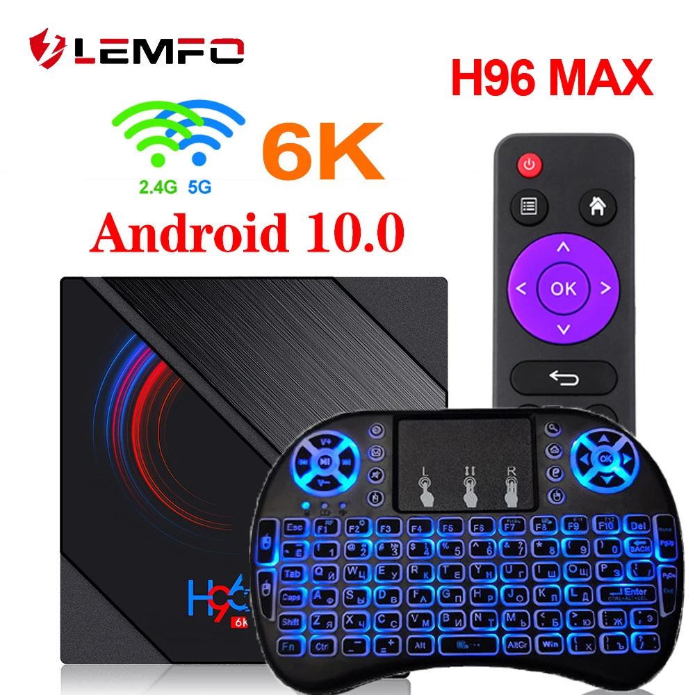 Приставка Смарт ТВ LEMFO H96 MAX H616 Android 10 4 64 ГБ 1080p 4K BT тв приставка андроид smart tv